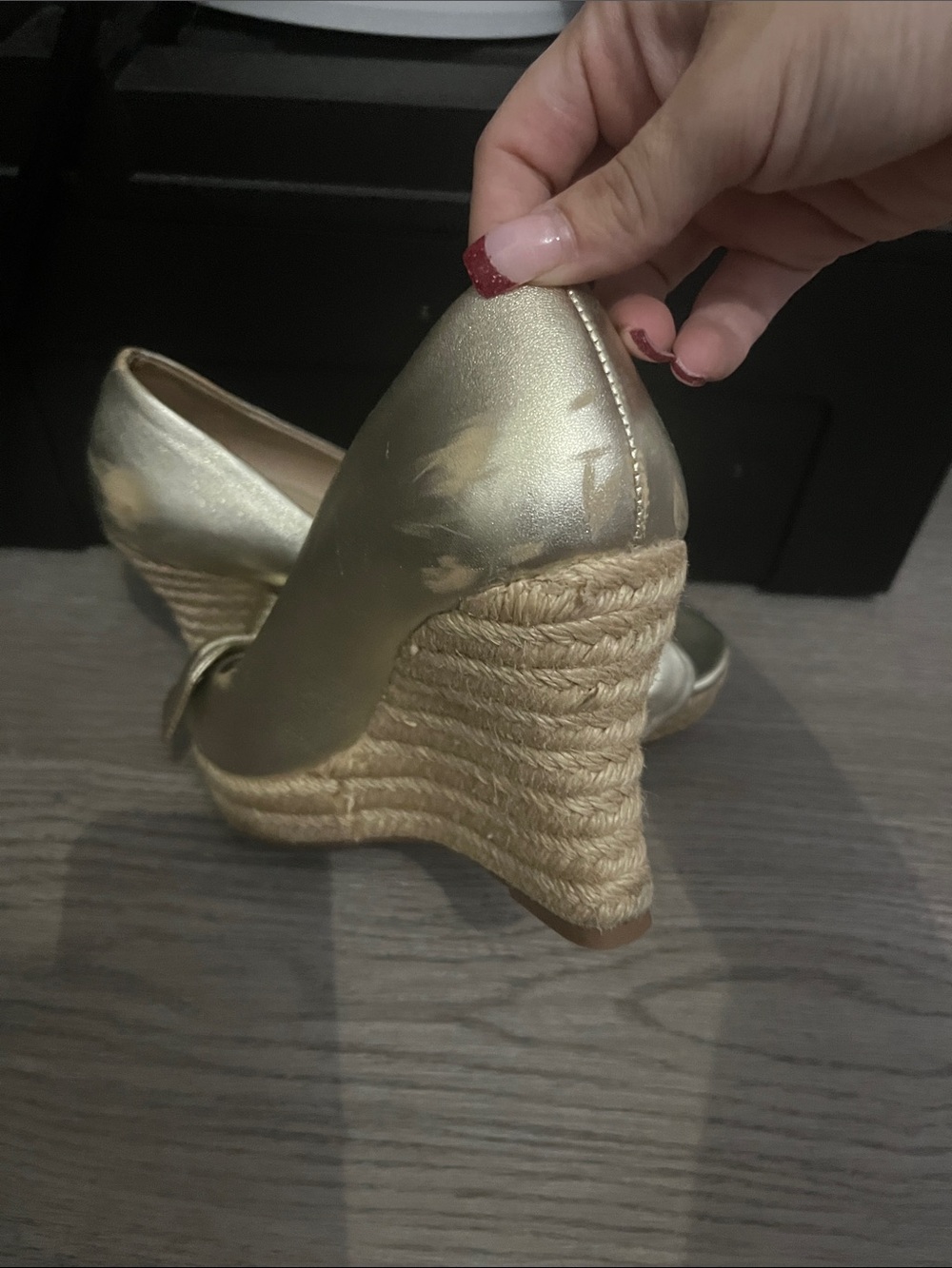 Tory Burch Metallic Gold Knot Peep-Toe Wedge Espadrille - Picture 10 of 13